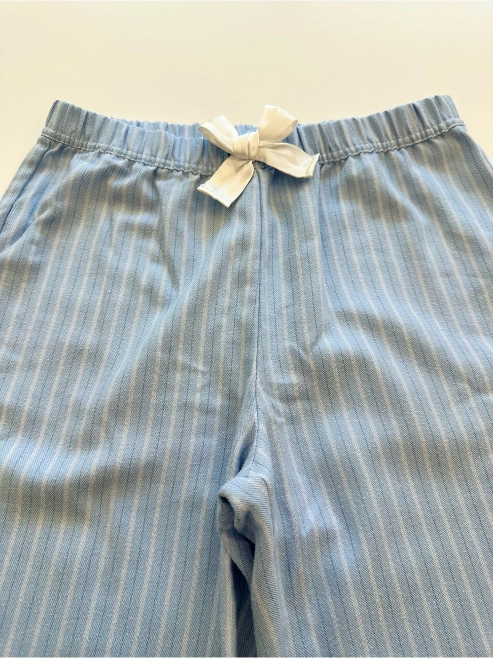 Abercrombie & Fitch Kids Pajama Set White Top Light Blue Striped Pants Girls